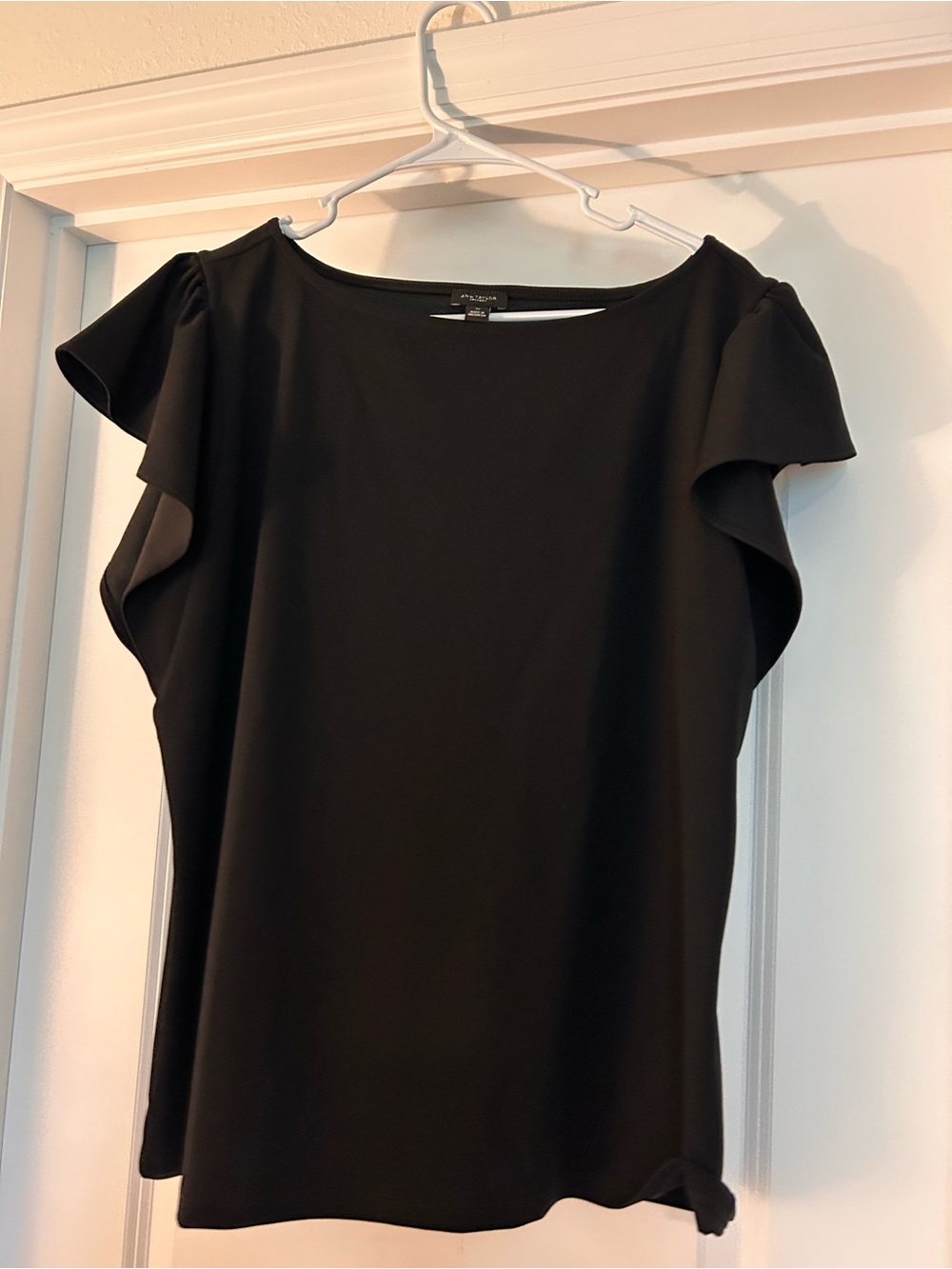 Ann Taylor Black Flutter Sleeve Top